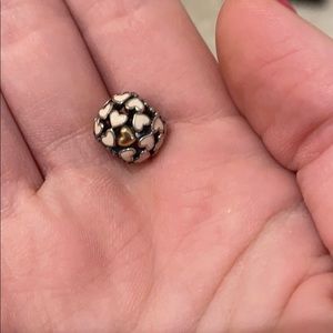 Pink hearts with gold hearts Pandora bead